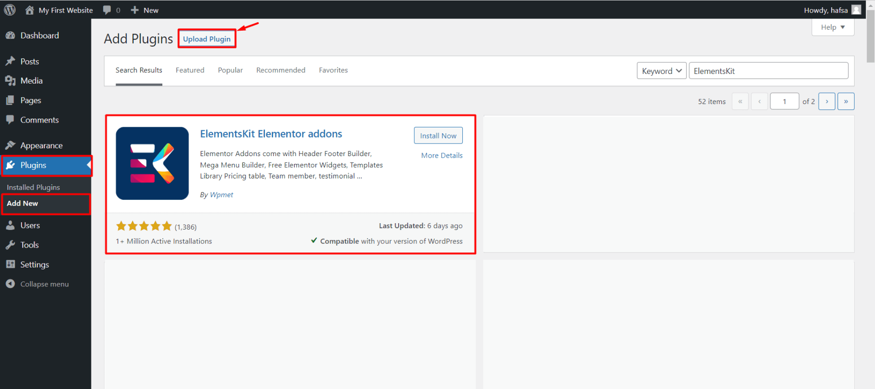 Install and activate ElementsKit plugin