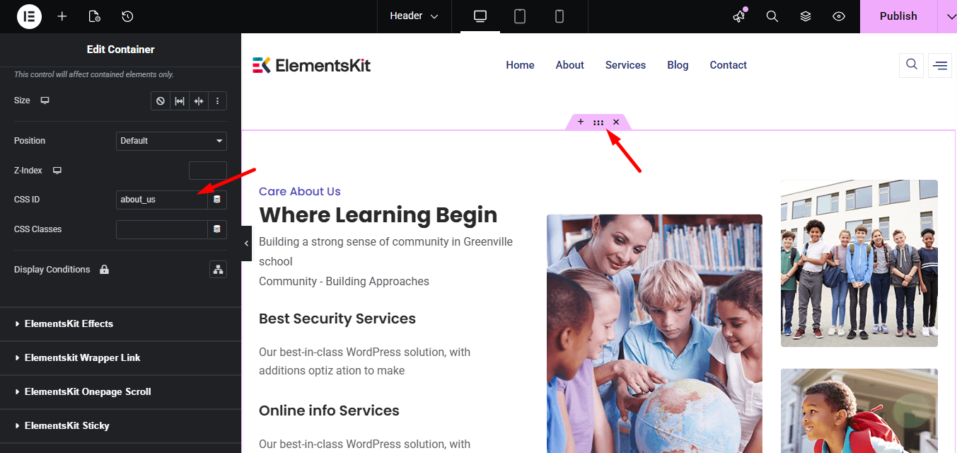 Set sticky up untill CSS and copy it