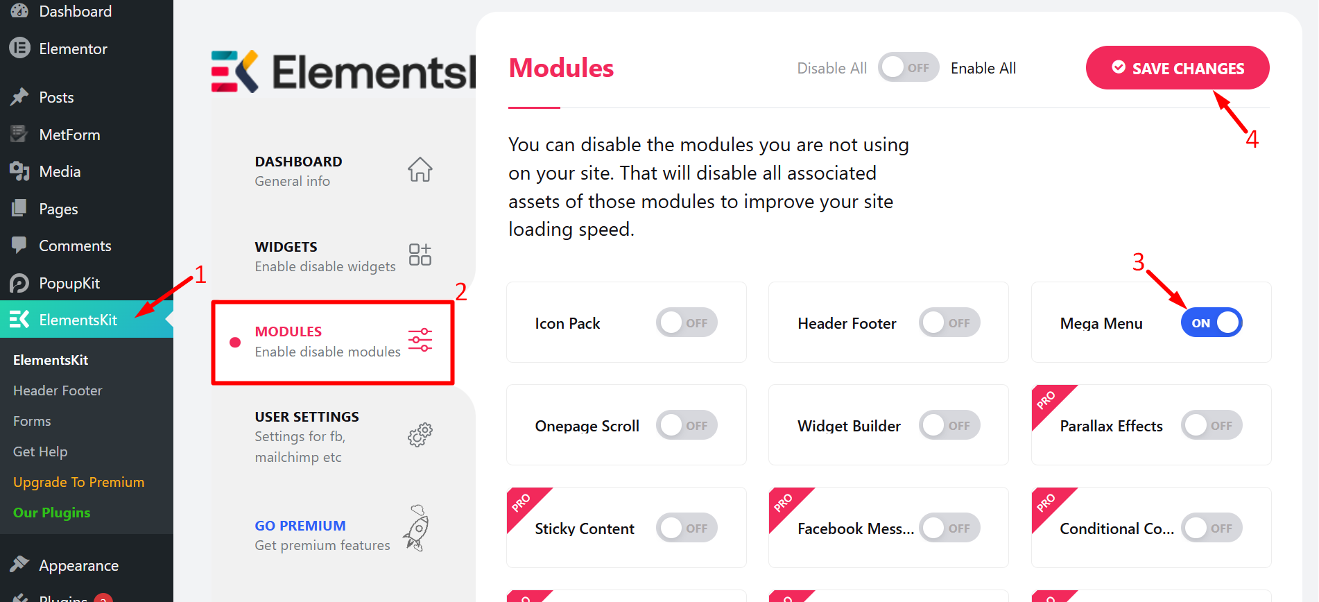 Find mega menu module and turn it ON