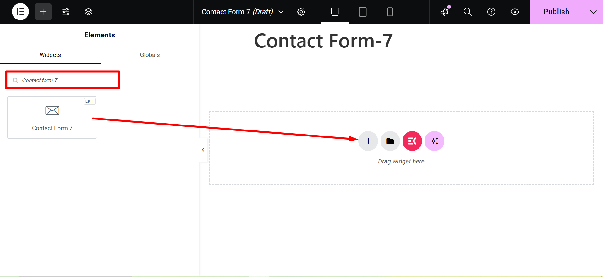 Elementorにコンタクトフォーム7ウィジェットを追加