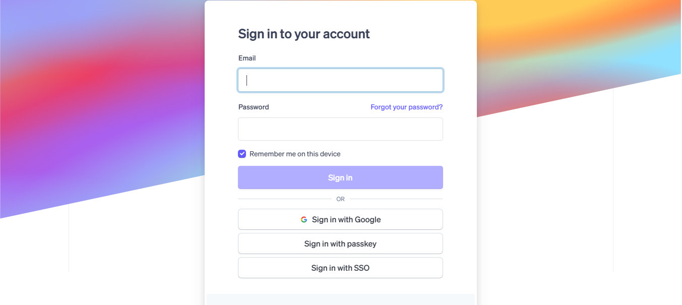 Log in with your created Stripe Email and Password