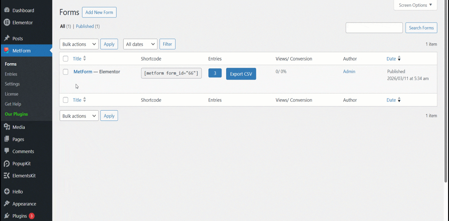 MetForm Form Settings for HubSpot integration