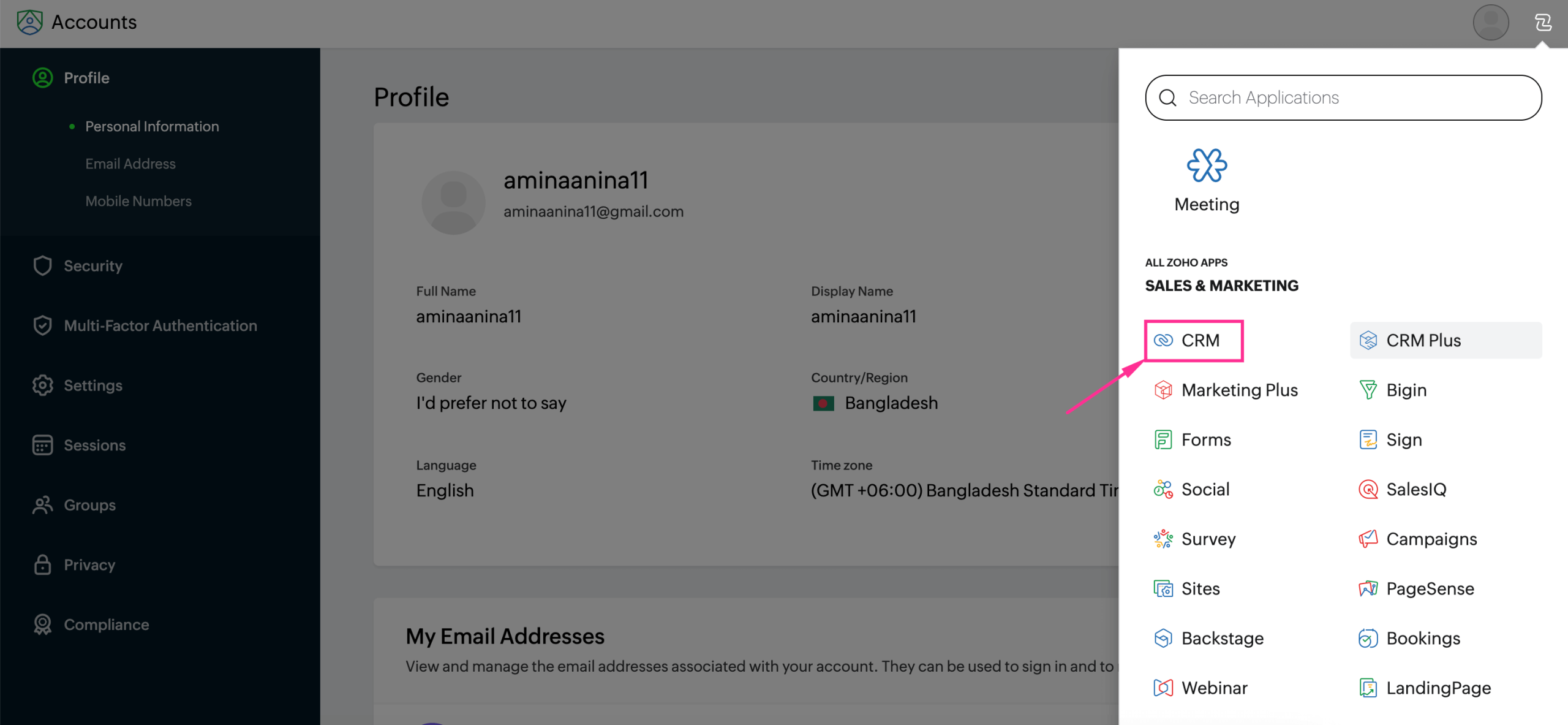MetForm's Zoho CRM integration