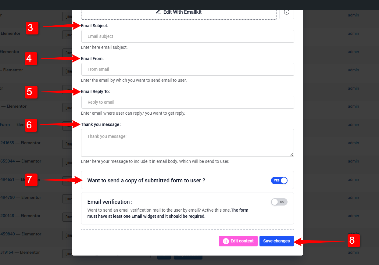 configure WordPress form confirmation email afte submission