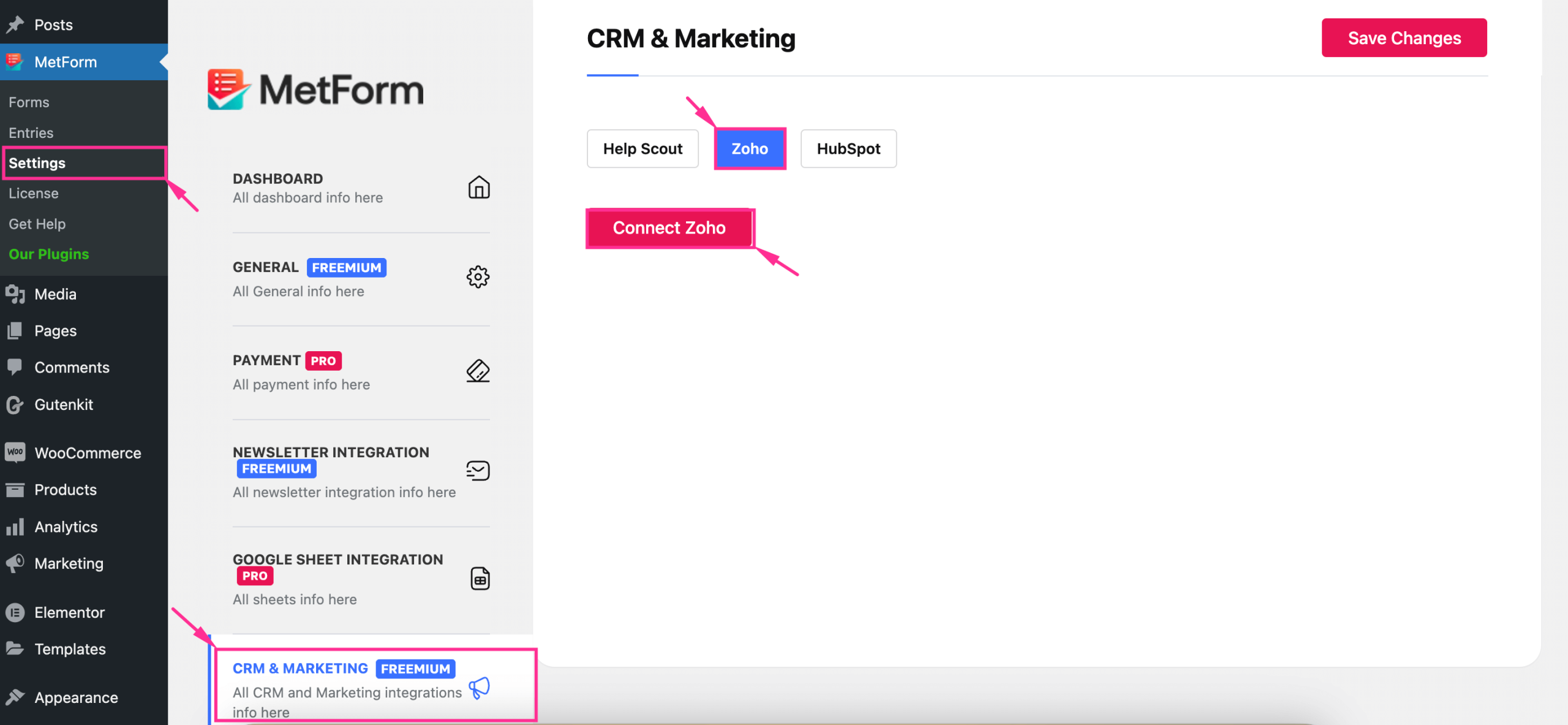 Integrate Zoho CRM with MetForm