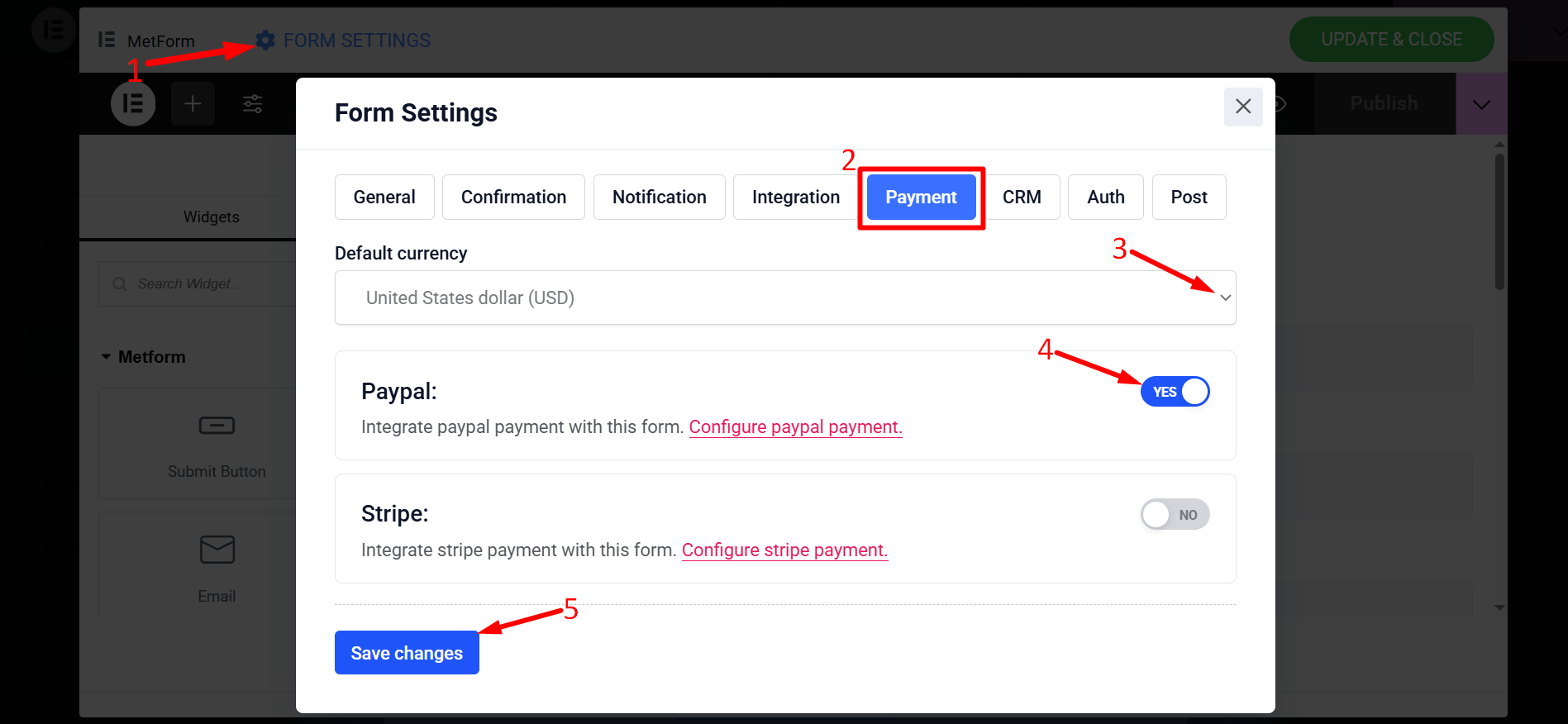 Go to form settings and set up payment