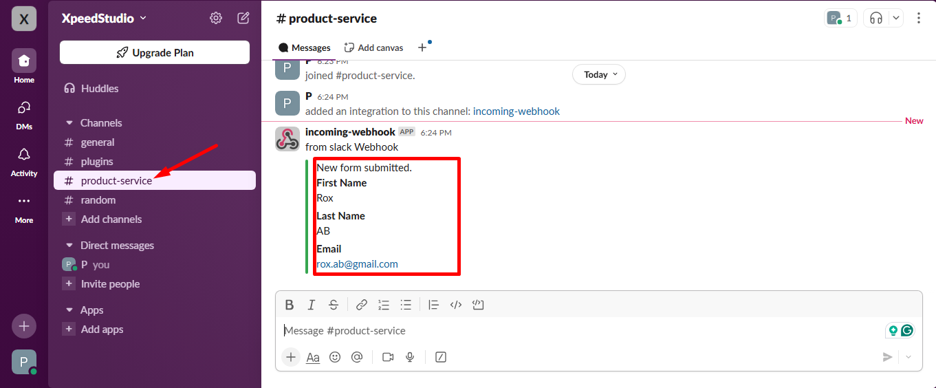 Check your form submitted data