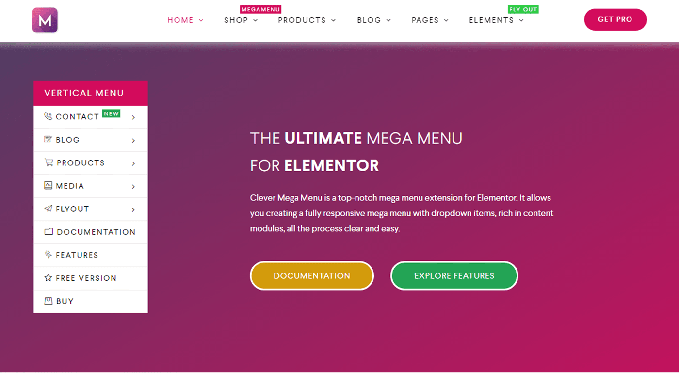 what is an Elementor mega menu in wordpress