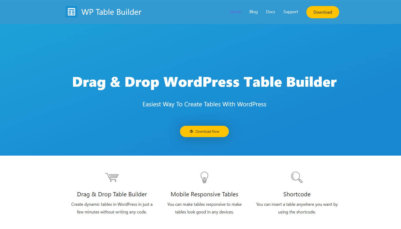 WP Table Builder table plugin
