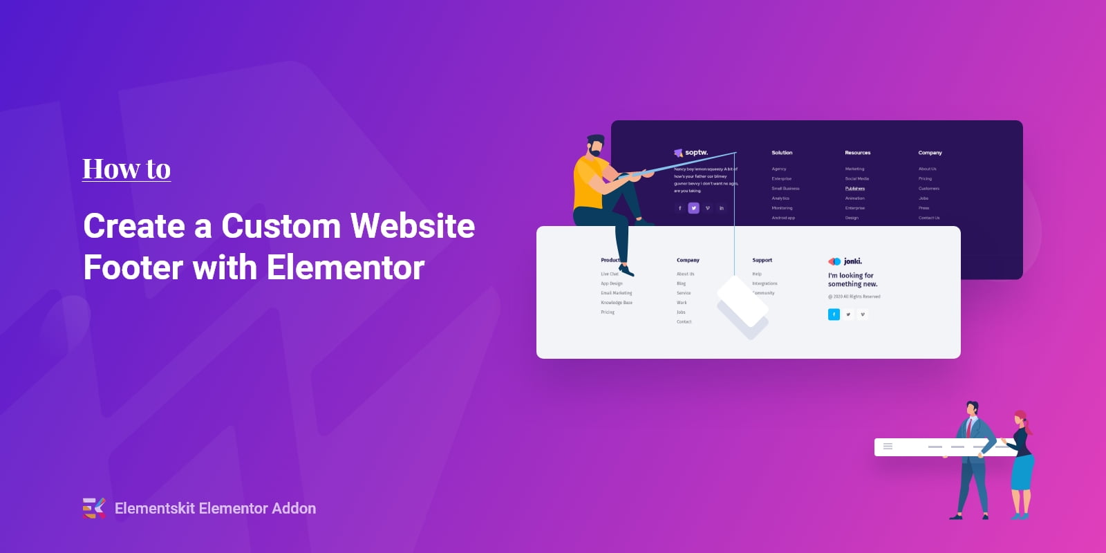 create a fully custom website footer with Elemento