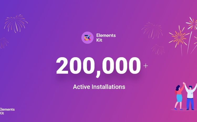 Componenti aggiuntivi ElementsKit All in One per Elementor che raggiunge un altro traguardo: oltre 200.000 installazioni attive