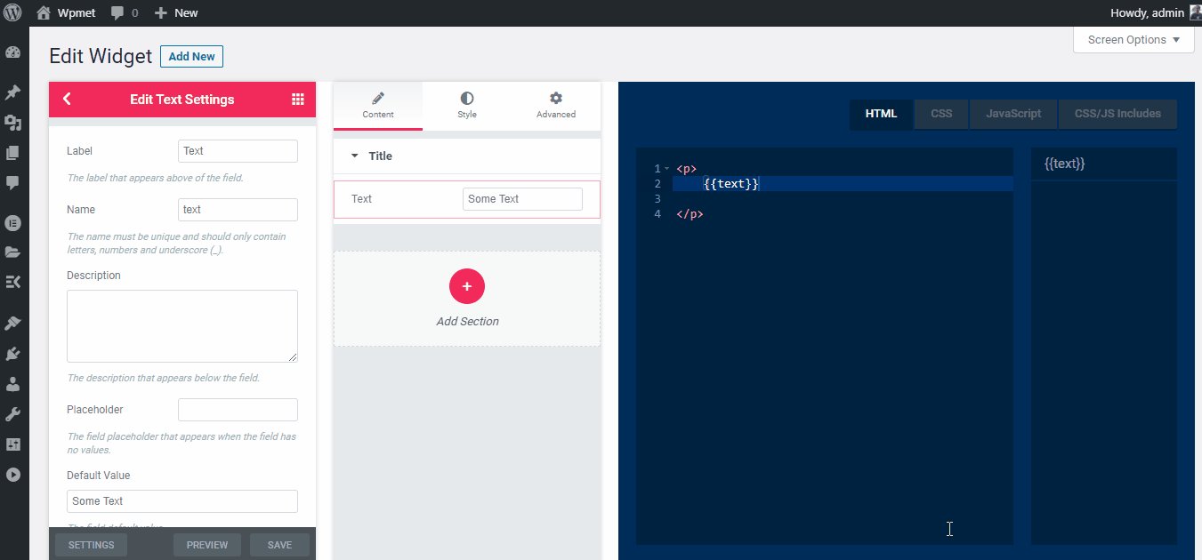 Modify the widget fields to create a custom widget with ElementsKit