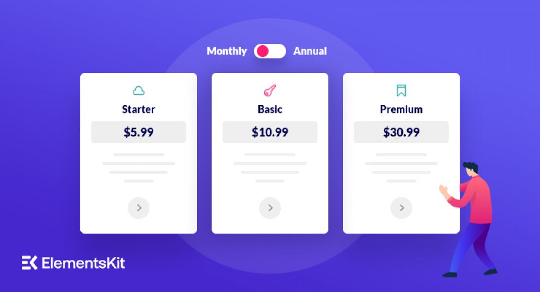create a pricing table with elementor