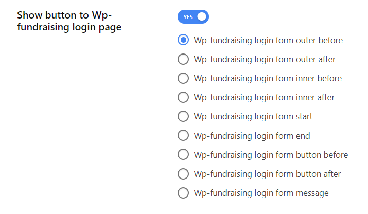 Enable show button to Wp-fundraising login page