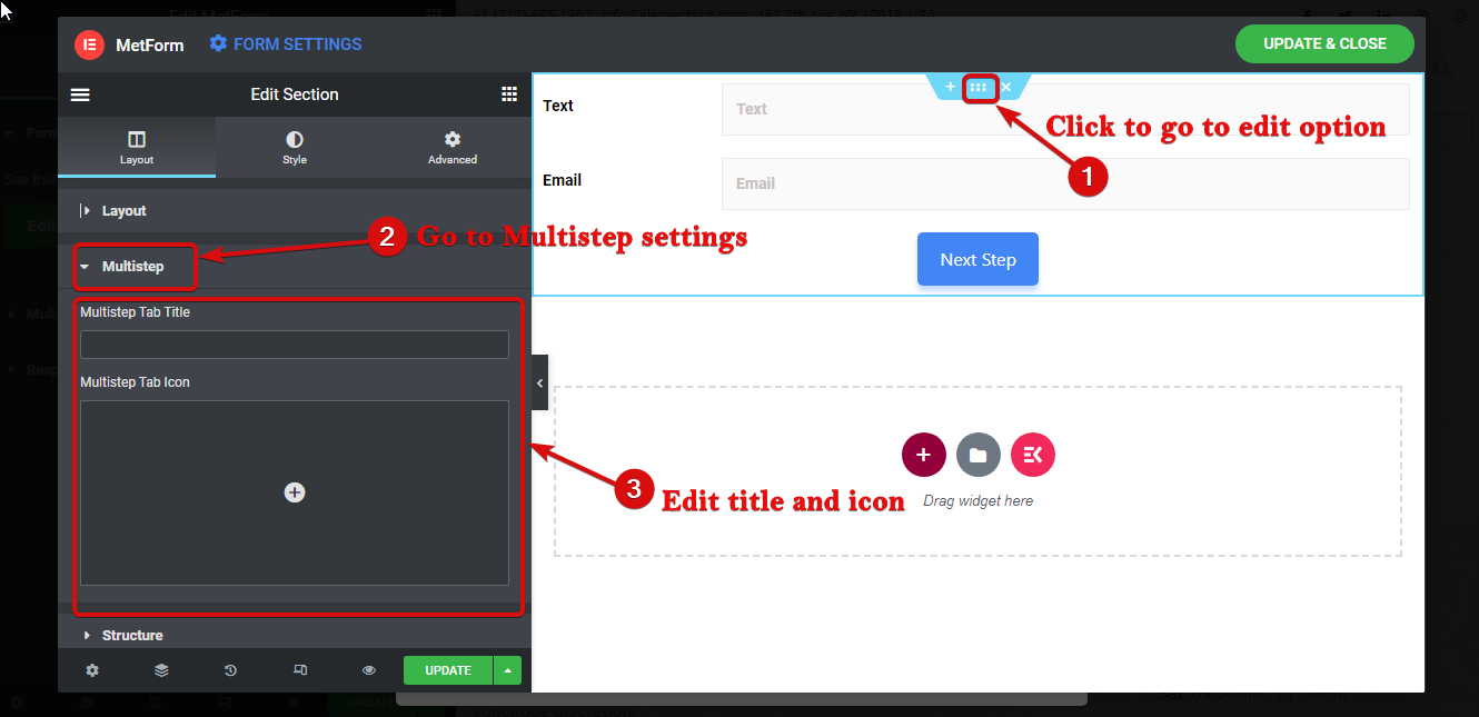 Layout adjustment of multi-step form with MetForm