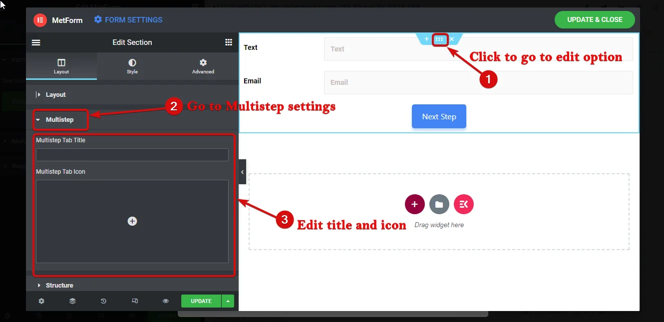 Layout adjustment of multi-step form with MetForm