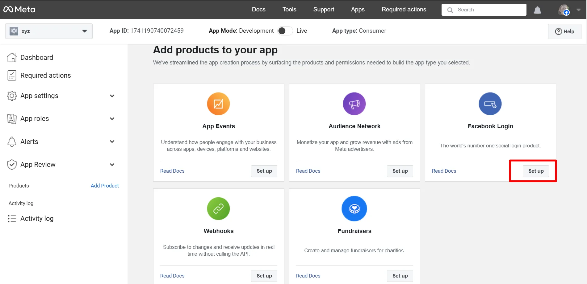 Set up the Facebook Login