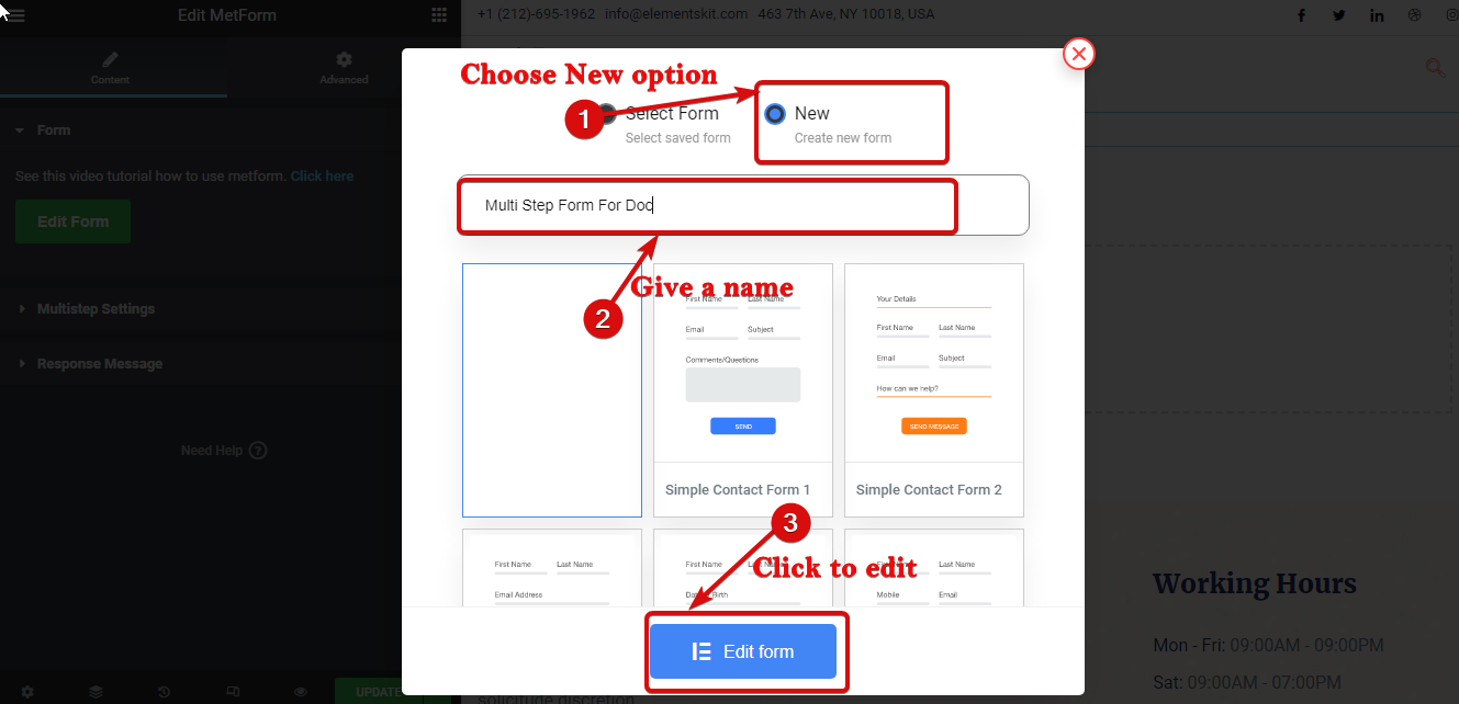 Create a new form with MetForm