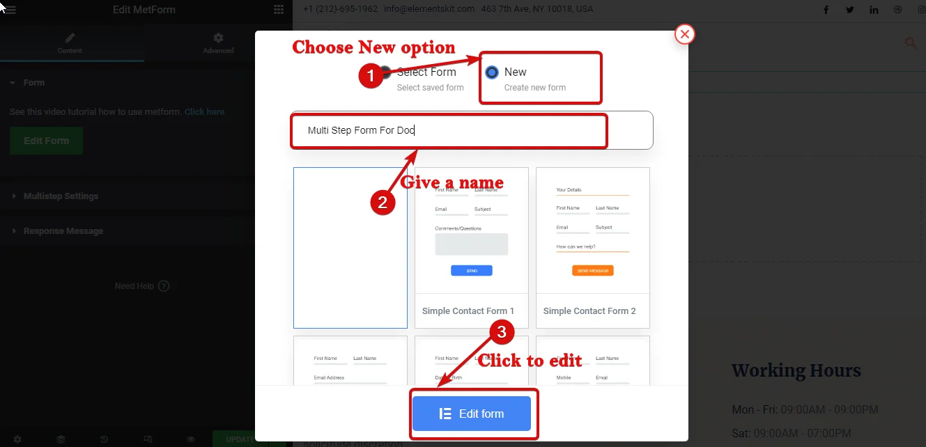 Create a new form with MetForm