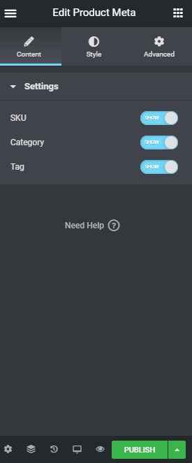 Elementor WooCommerce Product Meta Widget of ShopEngine elementor products widget