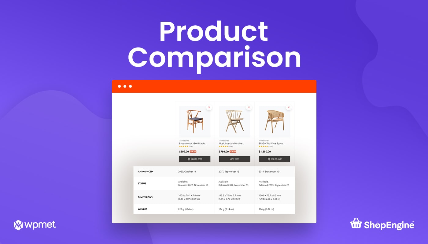 Módulo de comparación de productos en ShopEngine