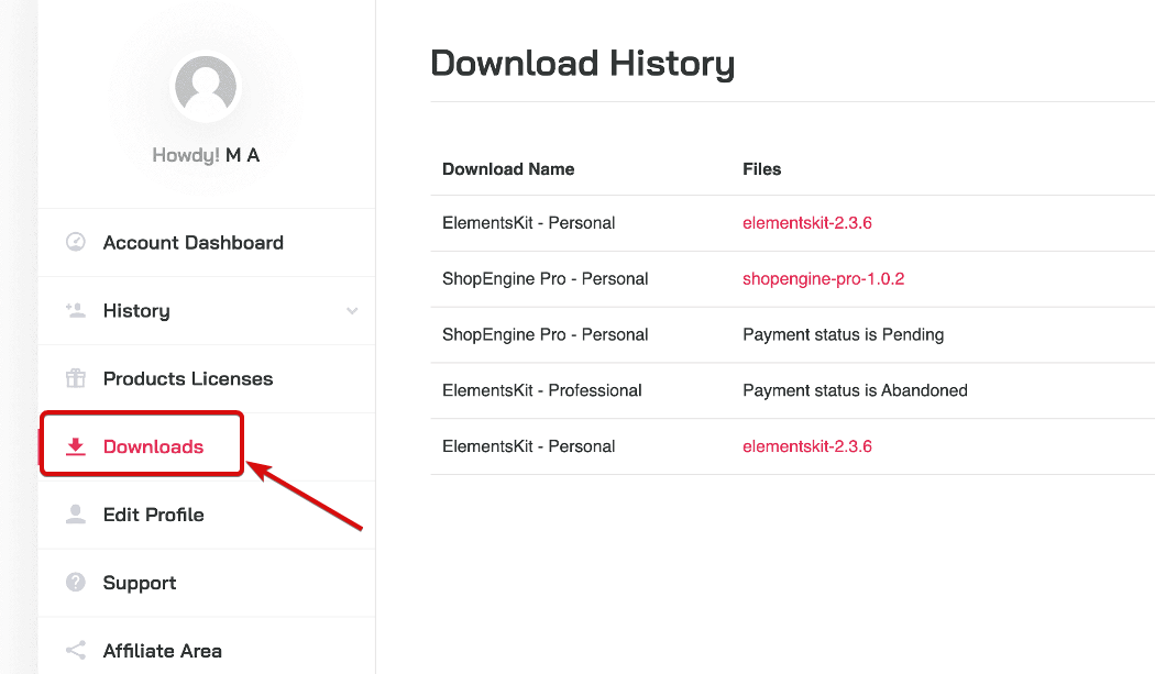 Navigieren Sie zu Wpmet Downloads ShopEngine Pro