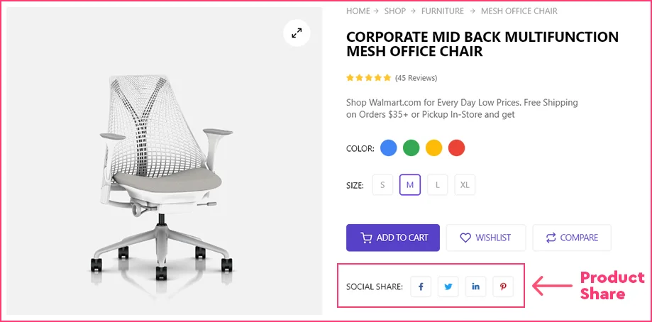 Product Share Feature of ShopEngine WooCommerce Builder