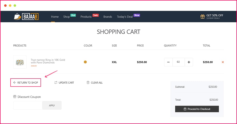 Add a Return to Shop button with ShopEngine