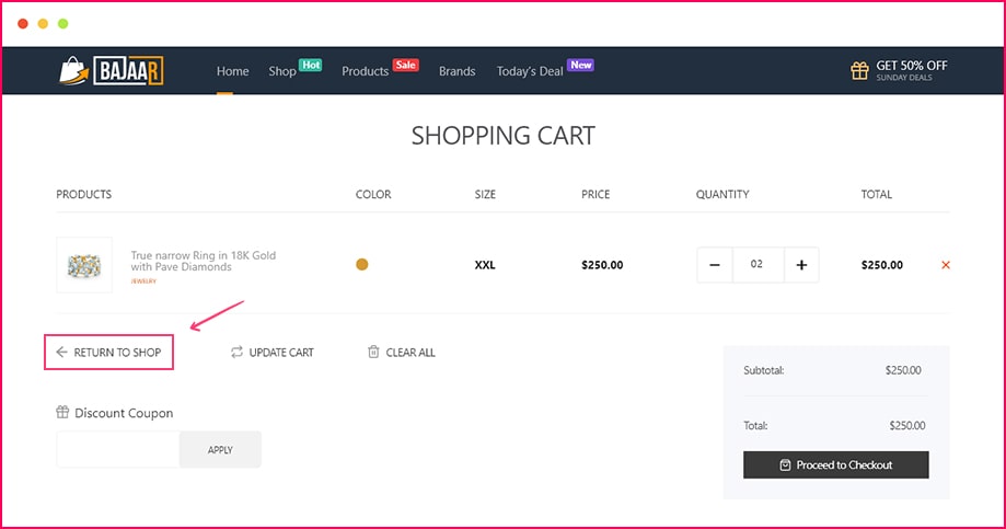 Return to Shop Widget Add a Return to Shop button with ShopEngine, the ultimate Elementor WooCommerce plugin