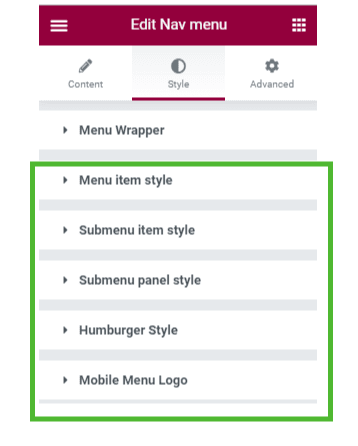 elementor transparent header menu