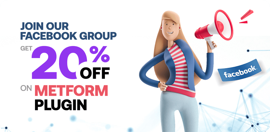 Join WPmet Facebook community and get 20% off