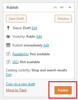 Publicação de produto no WooCommerce