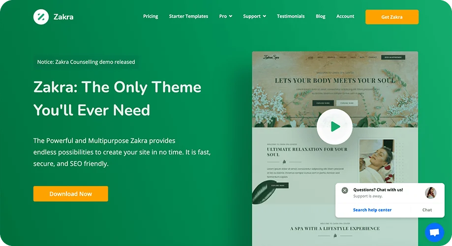 Motyw Zakry Zakra najlepszy motyw wordpress dla elementora