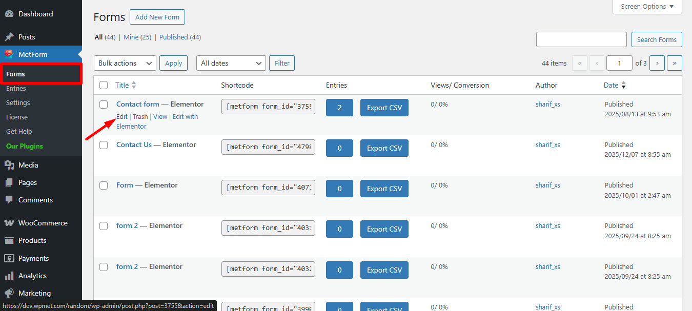 Choose the form where you want to integrate Google drive