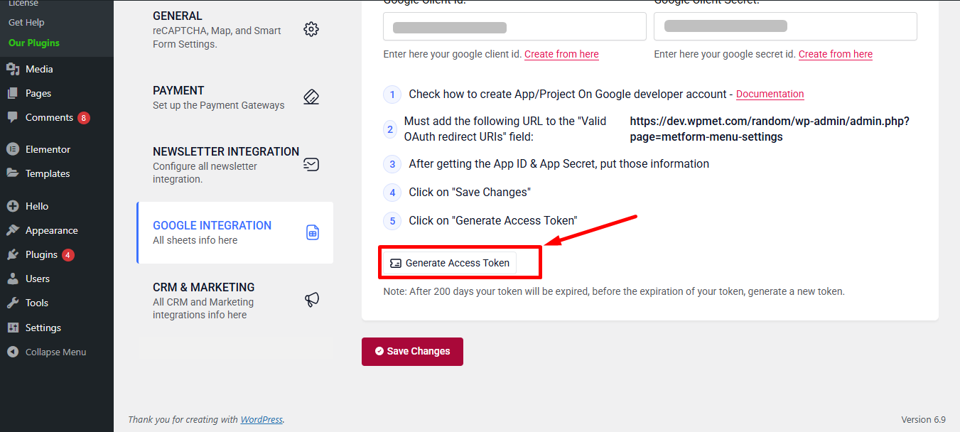 Click Generate access token