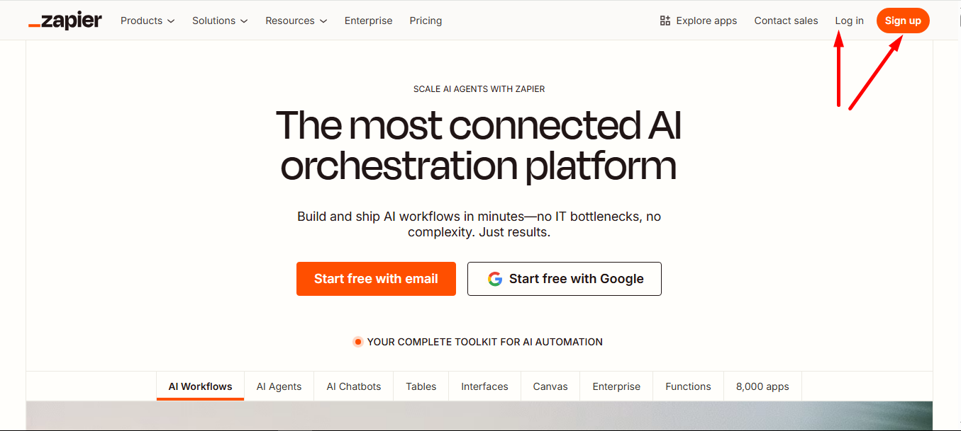 Login or Sign up to your Zapier account