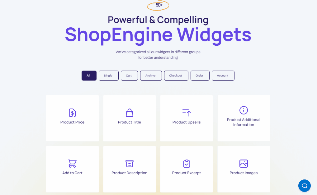 ShopEngine 50+ Free Widgets