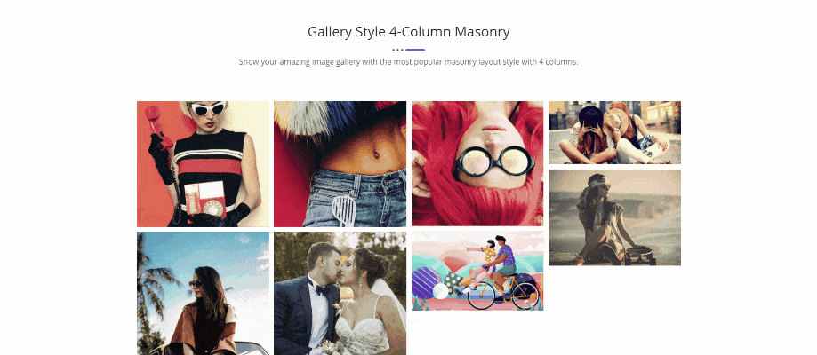 Gallery Style 4 Column Masonry, ElementsKit