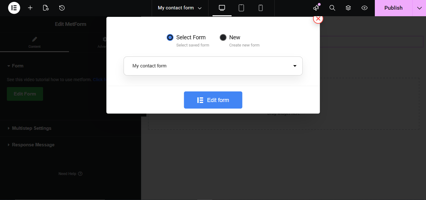 Create new or pick from saved ones