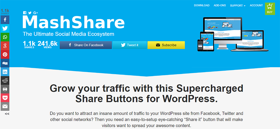 Homepage Banner of WordPress Social Media Plugin Mashshare