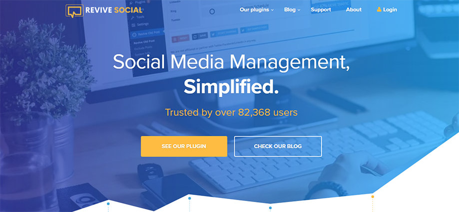 Homepage Banner of WordPress Social Media Plugin Revive Social