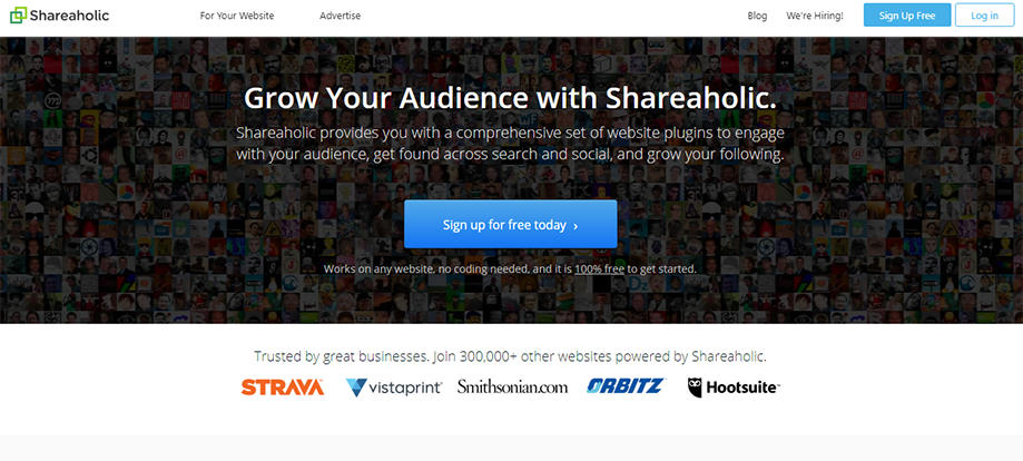 Homepage Banner of WordPress Social Media Plugin Shareaholic