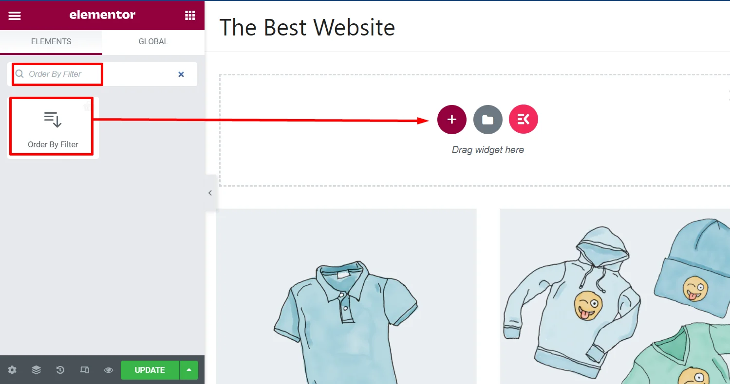 how to add order by filter widget