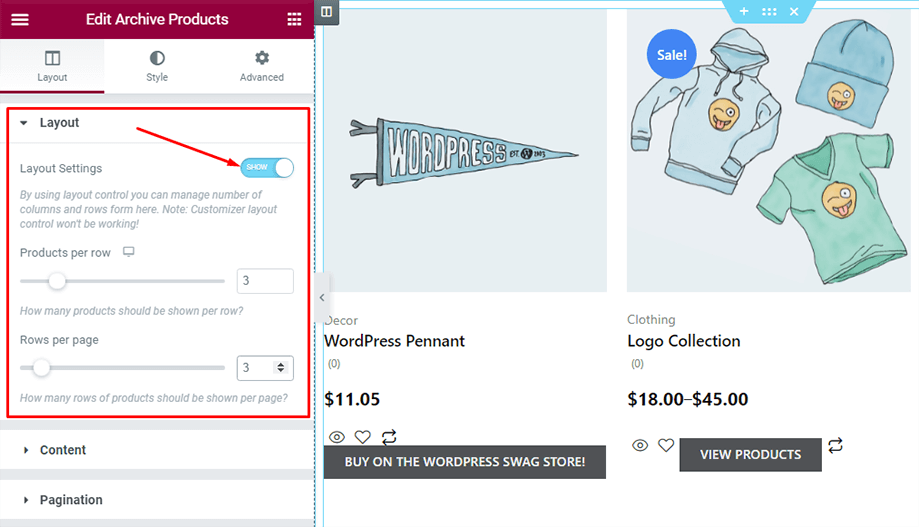 Adjust the layout of product images