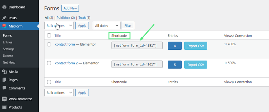 how to embed Elementor custom forms