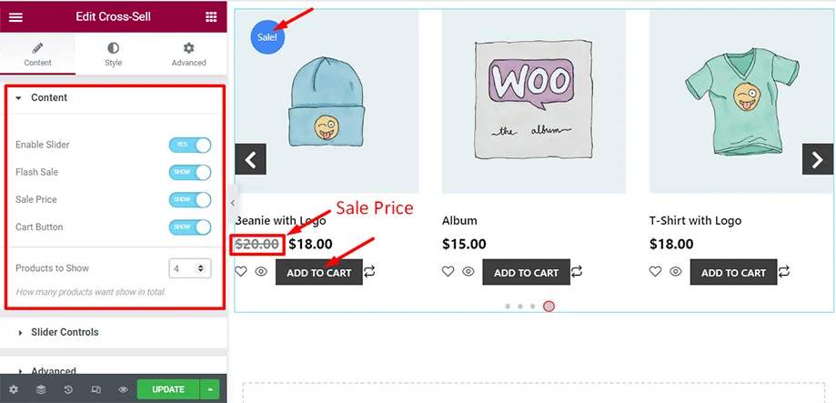 Shop page is on display with content section