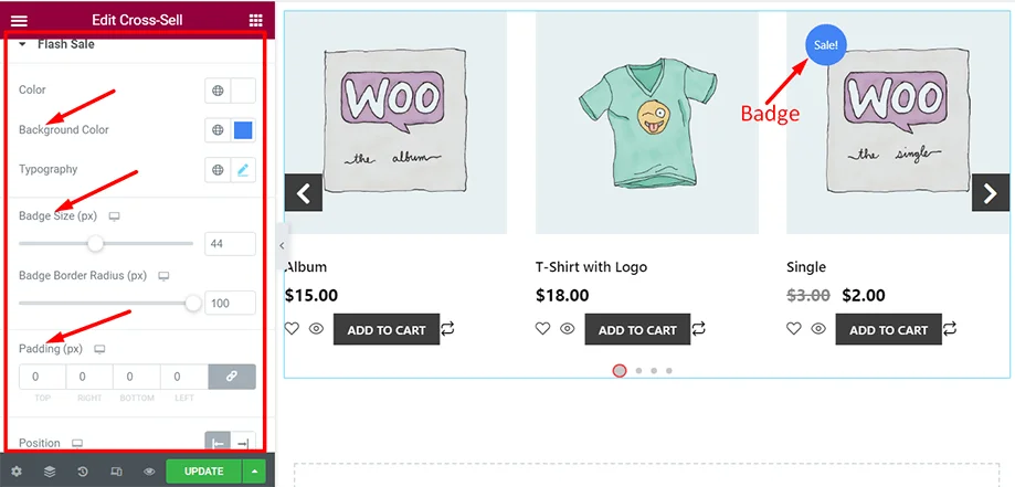 Shop page is on display with flash sale section