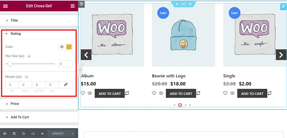 Shop page is on display with rating section