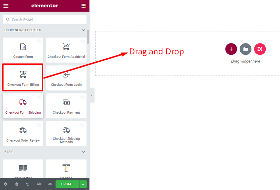 Drag and drop checkout form- billing widget