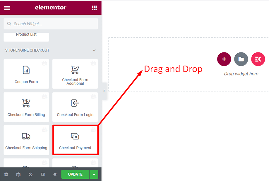 Drag and drop checkout form- payment widget